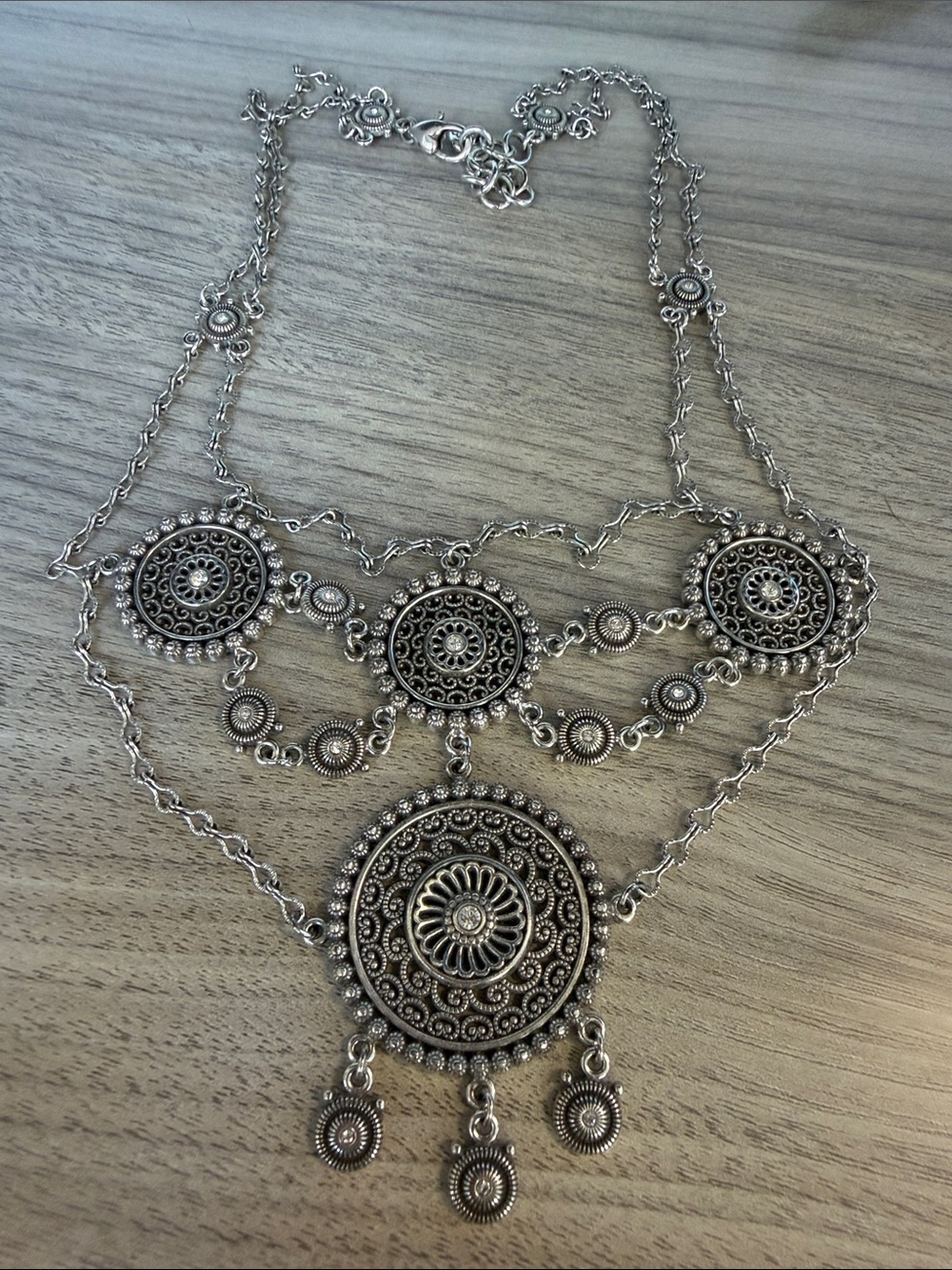 Brighton Silver-Tone Boho Filigree Layered Necklace